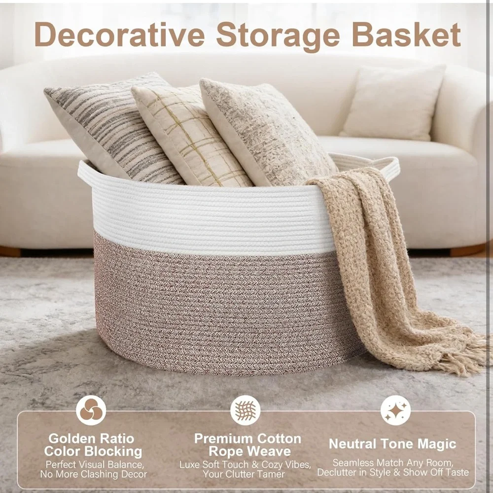 XXL large laundry basket 90L Cotton Storage Basket storage and organizers